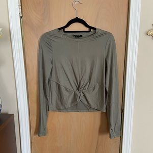 Olive green long sleeve athletic crop top